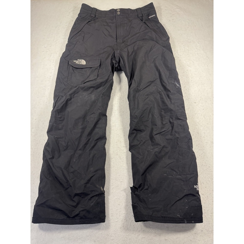 The North Face Hyvent Snow Ski‎ Pants Youth XL Black Logo High Rise Straight Leg